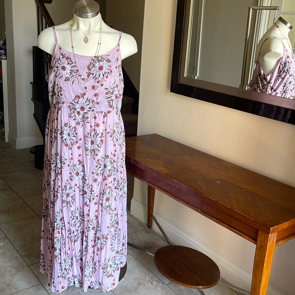 DIP Size 3x Womens Multicolor Floral Cotton Blend Open Back Maxi Sundress EUC